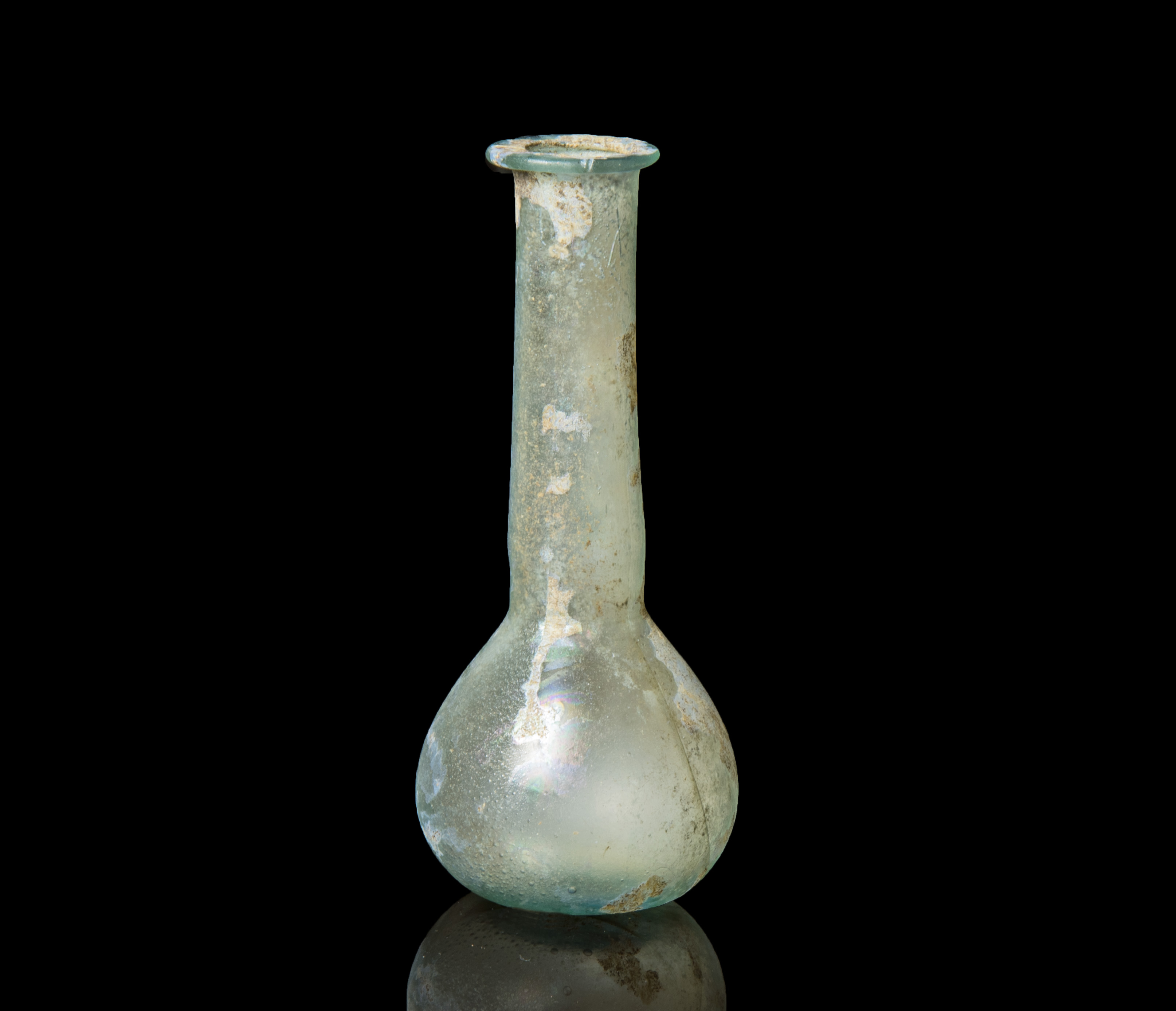Ancient Roman Glass Unguents Bottle with Iridescence Antiquities